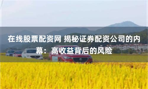在线股票配资网 揭秘证券配资公司的内幕：高收益背后的风险